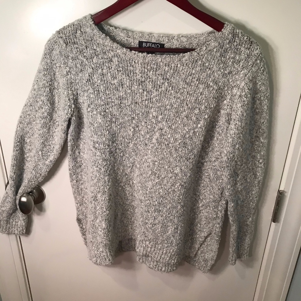 Gray Textured Wool Sweater